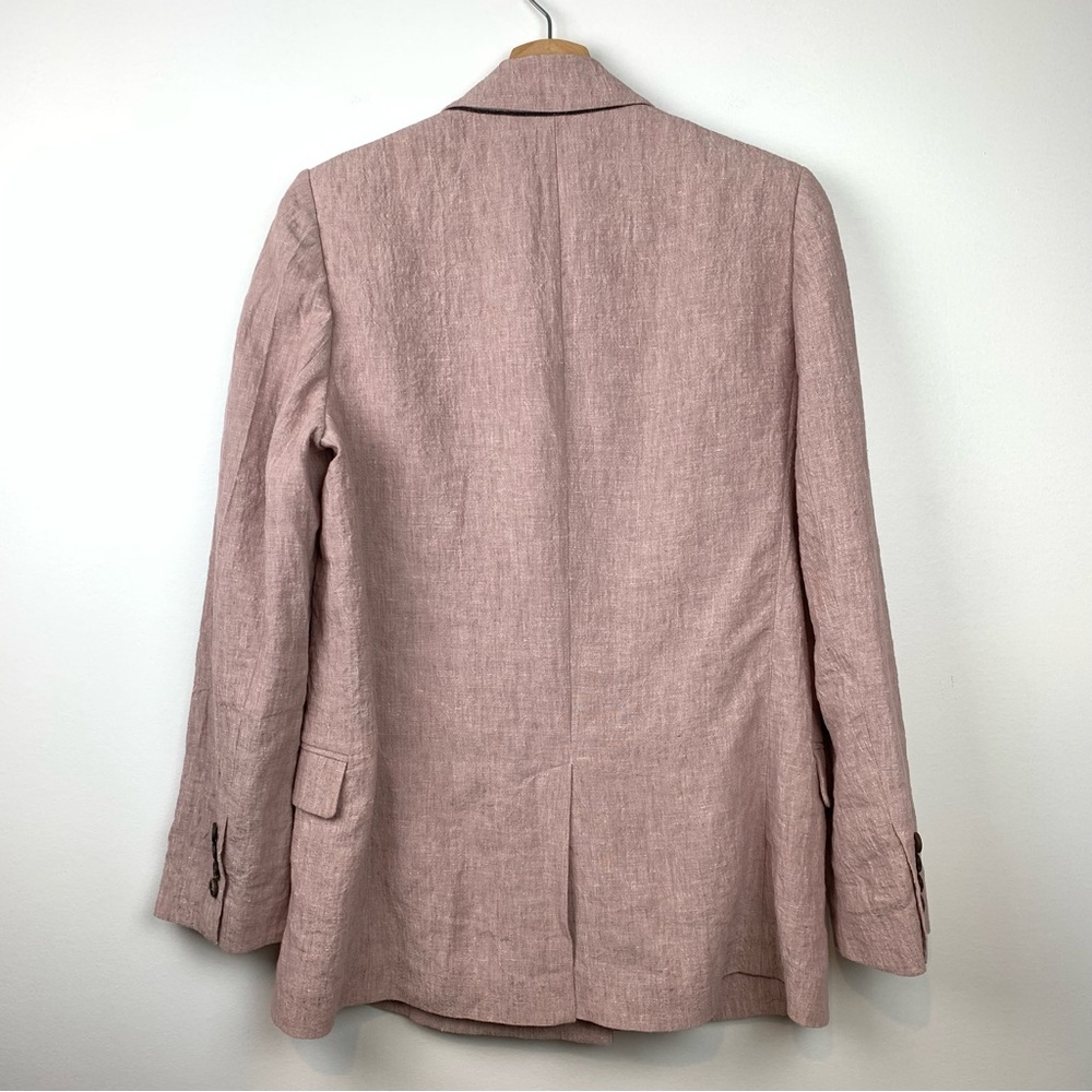 Brunello Cucinelli Linen Blazer Womens Pink Double Breasted Sz 40 Italy - Picture 2 of 16